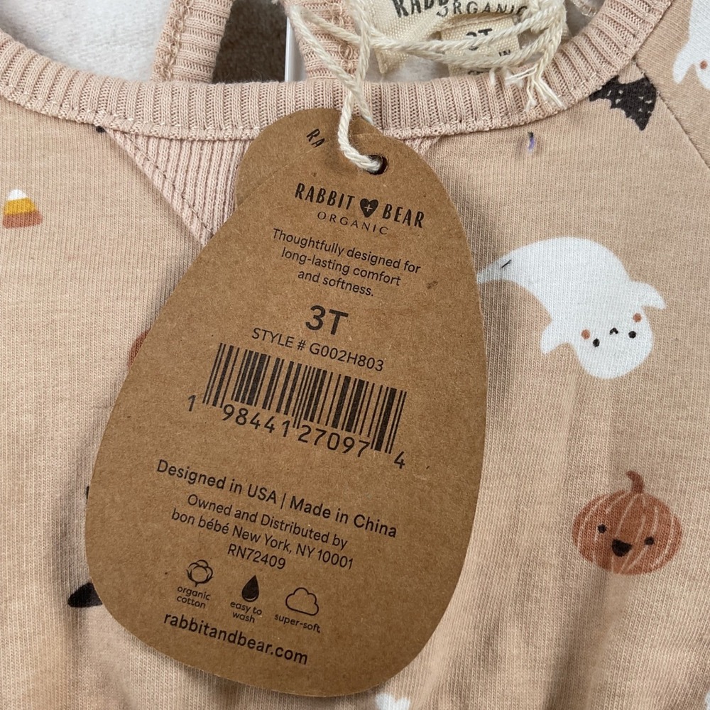 Rabbit + Bear Organic Kids Halloween Dress and Leggings Set Tan Grey 3T NWT - Picture 4 of 8